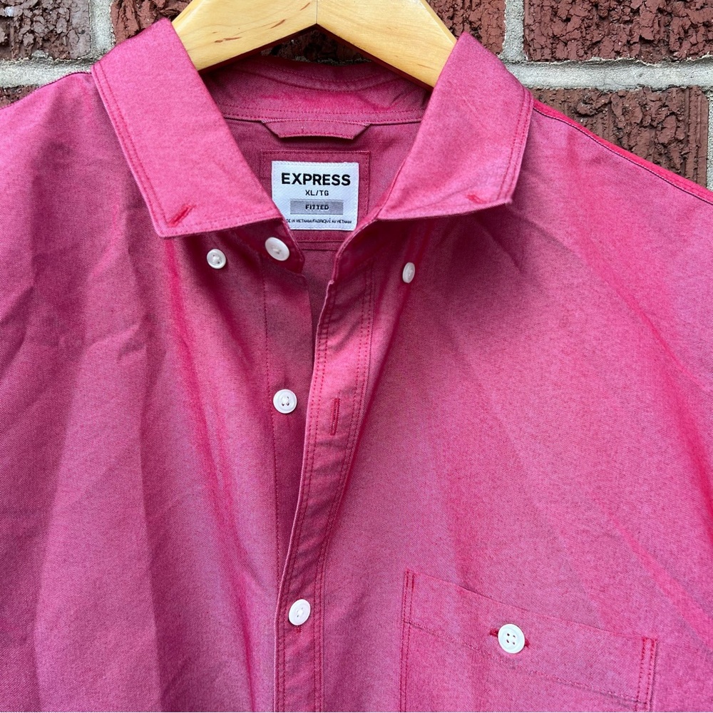 Express Fitted Glare Like Red Button Down Dress S… - image 2
